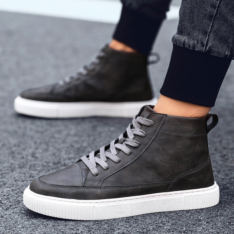 High-Top Sneakers Casual Leather Top Handmade Shoes Sneakers