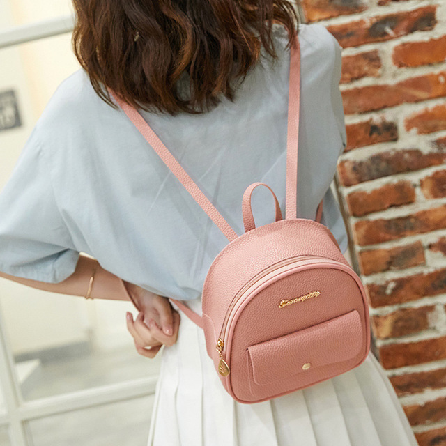 Fashion Women Shoulders Small Backpack Letter Purse Mobile Phone Simple Ladies Travel Bag Student School Backpacks