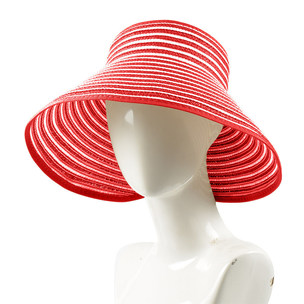 Sun-proof Beach Portable Outdoor Big Brim Foldable Visor Straw Hat