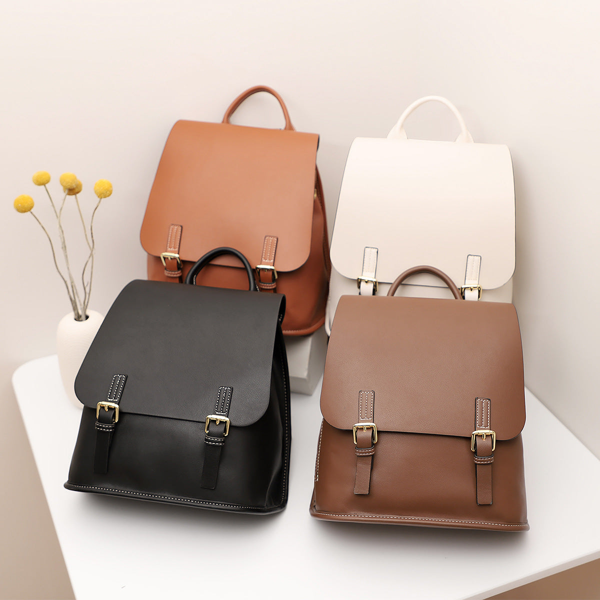 Casual Backpack Lightweight Simple Leather Backpack