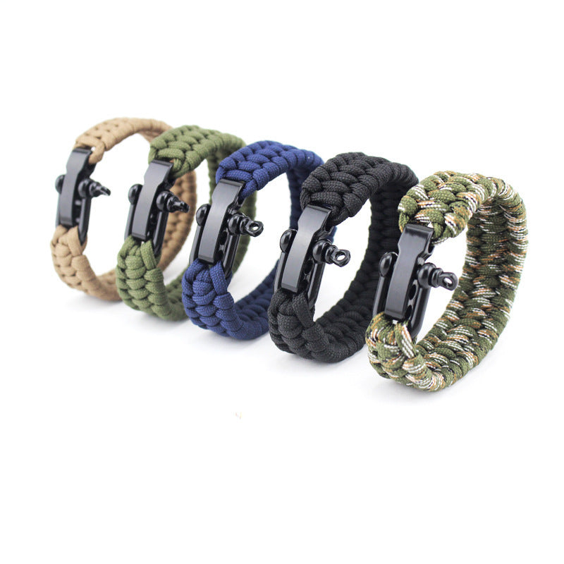 Seven-core umbrella rope braided U-shaped steel buckle with adjustable survival bracelet Outdoor mountaineering camping emergency rescue bracelet