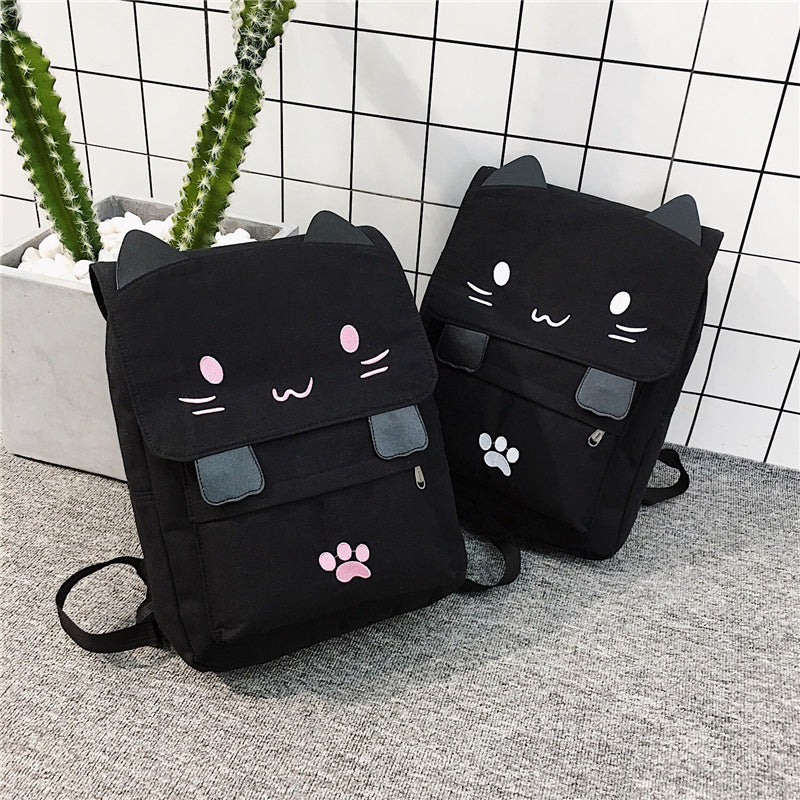 Cute Cat Canvas Backpack