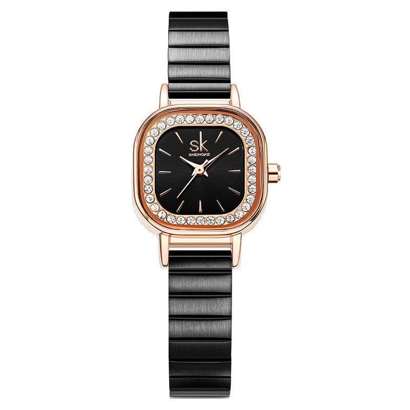 Watch Women's Square Mesh Belt With Diamond Watch