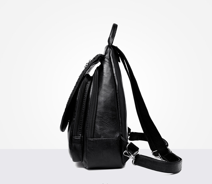 Soft leather woven backpack