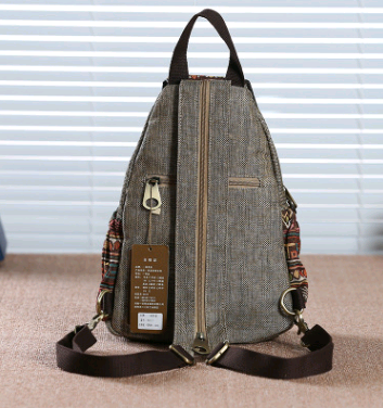 Women's bag shoulder bag canvas retro small backpack China wind small backpack travel backpack