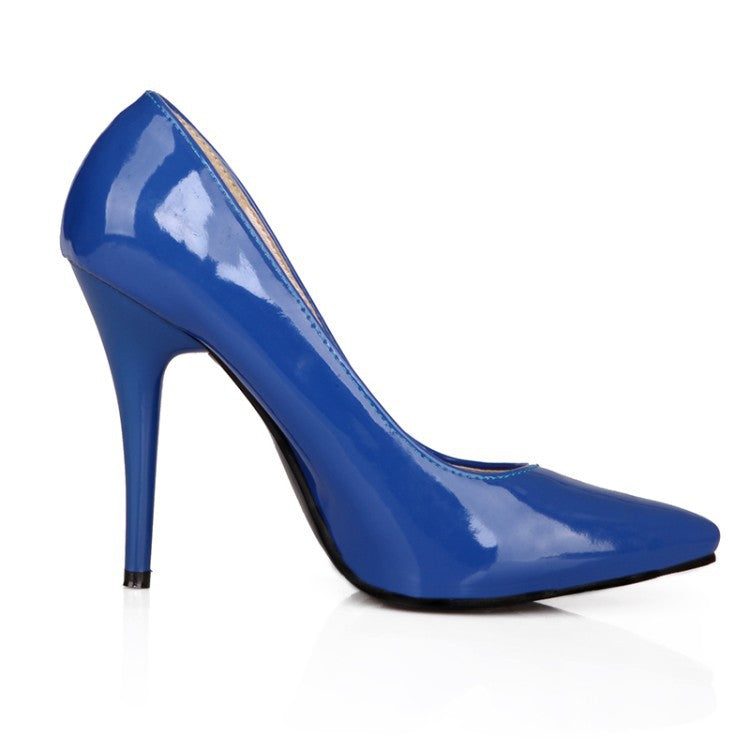 Women's patent leather high-heeled shoes