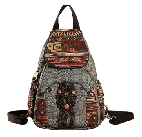 Women's bag shoulder bag canvas retro small backpack China wind small backpack travel backpack