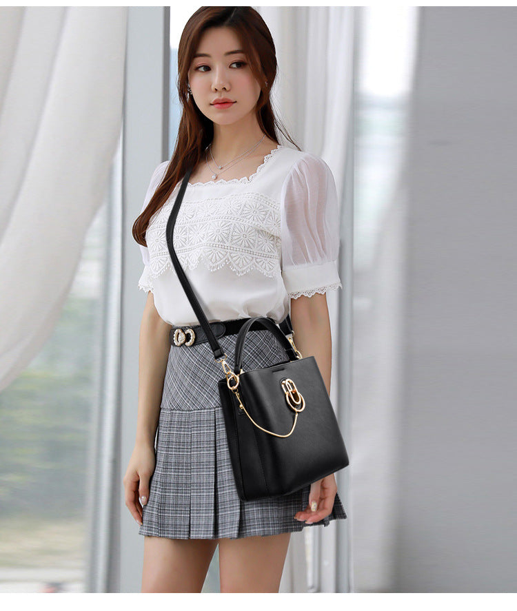 Multifunctional soft leather diagonal bag