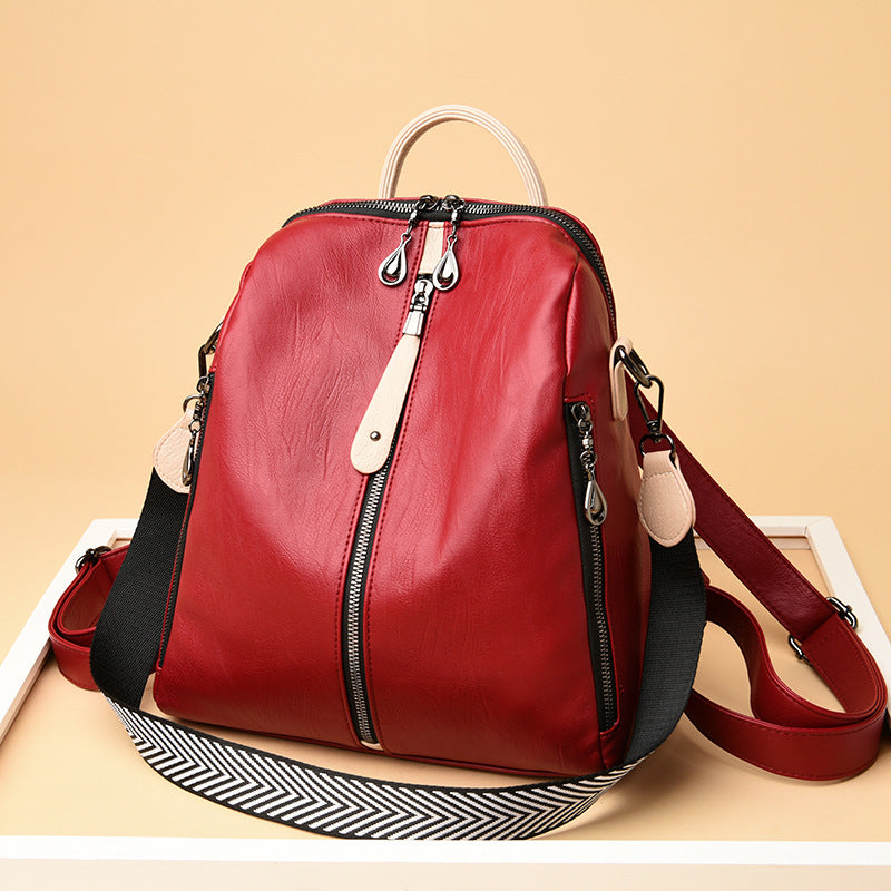 Multifunctional Backpack Female Fashion Leather Korean Style Trendy Backpack