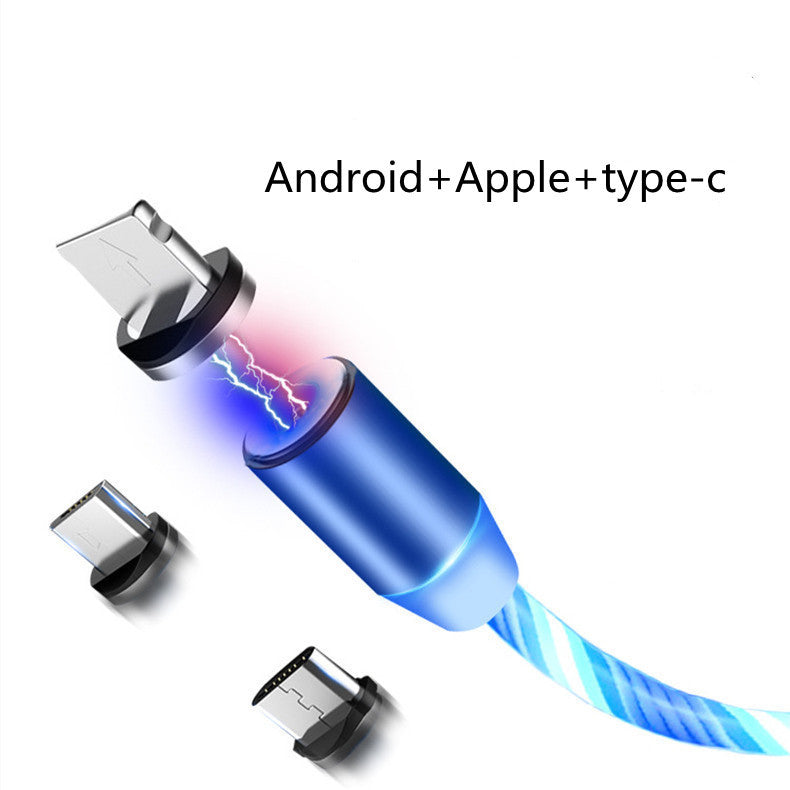 Compatible with Apple, Flowing Light Magnetic Charging Mobile Phone Cable for iphone charger Wire for Samaung LED Micro USB Type C