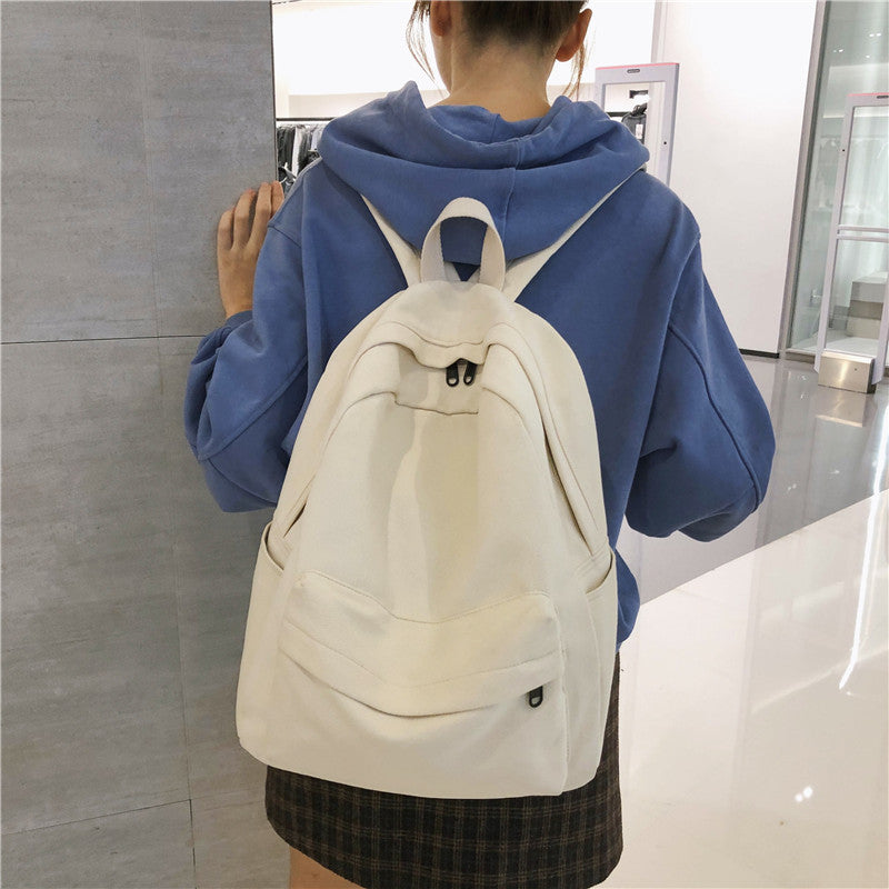 Cross-Border Canvas Backpack Simple Campus Style Student Backpack