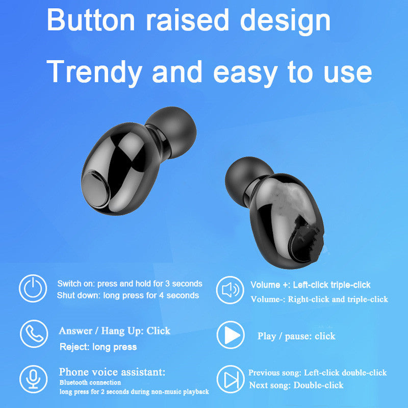 Tws5.0 Wireless Bluetooth Headset T8 Pair Ear Large Capacity Digital Display Mini In-Ear Universal Type