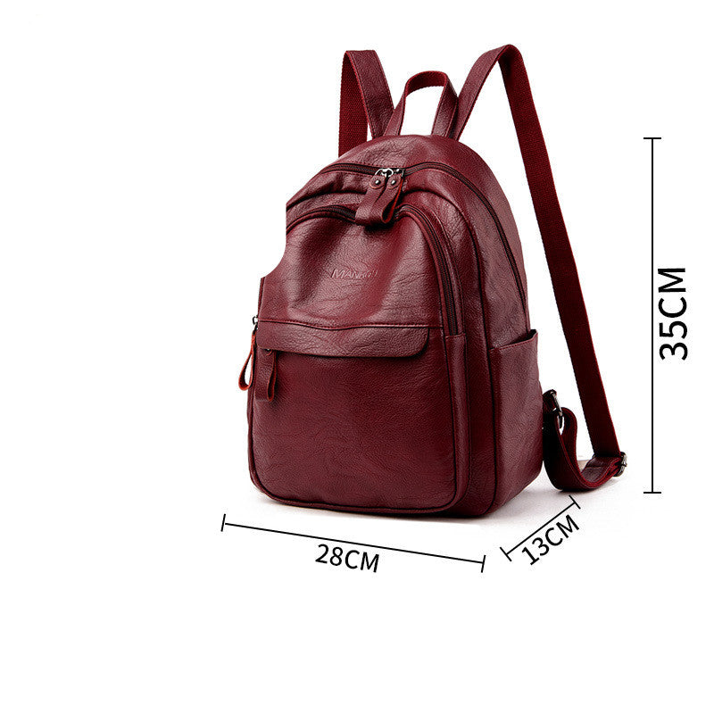 Version Of The Versatile Soft Leather Bag Simple Fashion Backpack