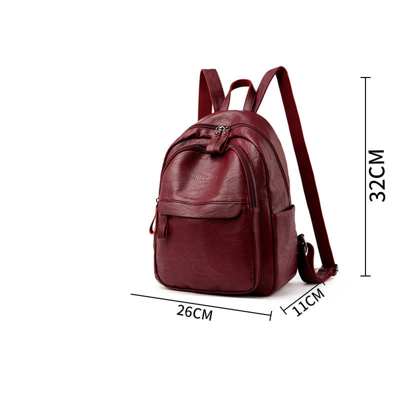 Version Of The Versatile Soft Leather Bag Simple Fashion Backpack