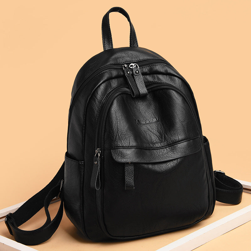 Version Of The Versatile Soft Leather Bag Simple Fashion Backpack