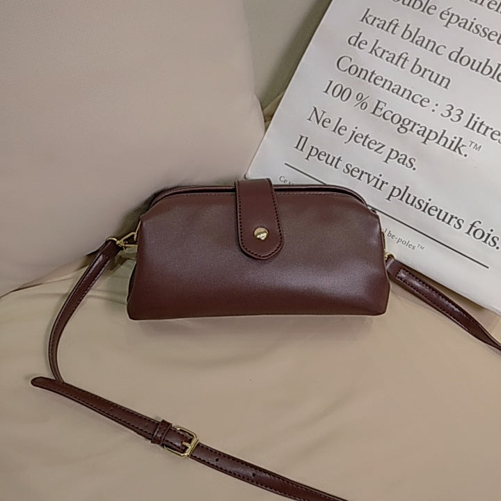 Retro Handmade Vegetable Tanned Gold Bag Doctor Bag Clip Bag Leisure