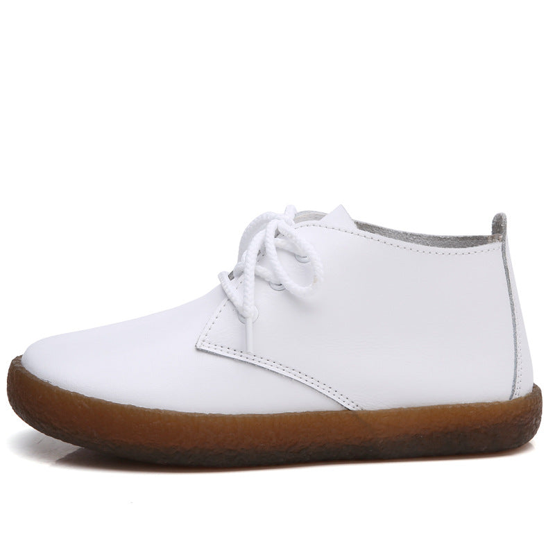 Small white shoes leather handmade stitching