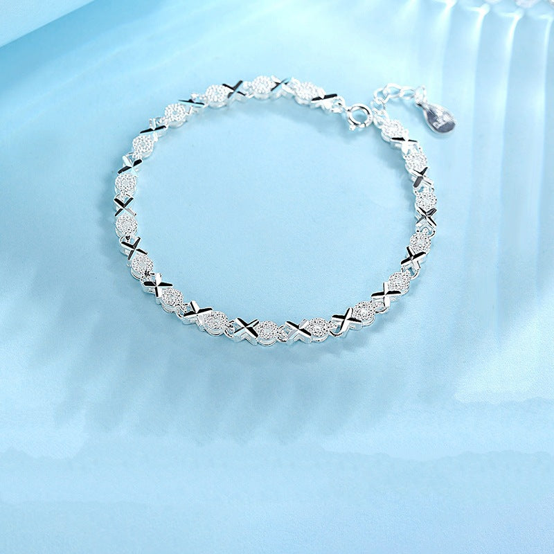 Sterling Silver Bracelet Female Wedding Accessories Ladies Fashion Zircon Geometric Bracelet