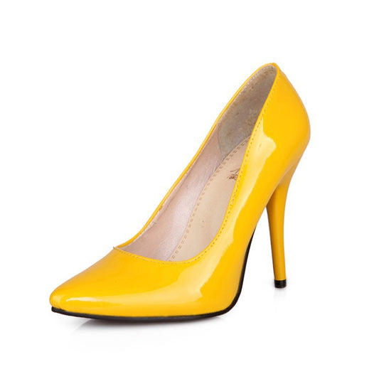 Women's patent leather high-heeled shoes