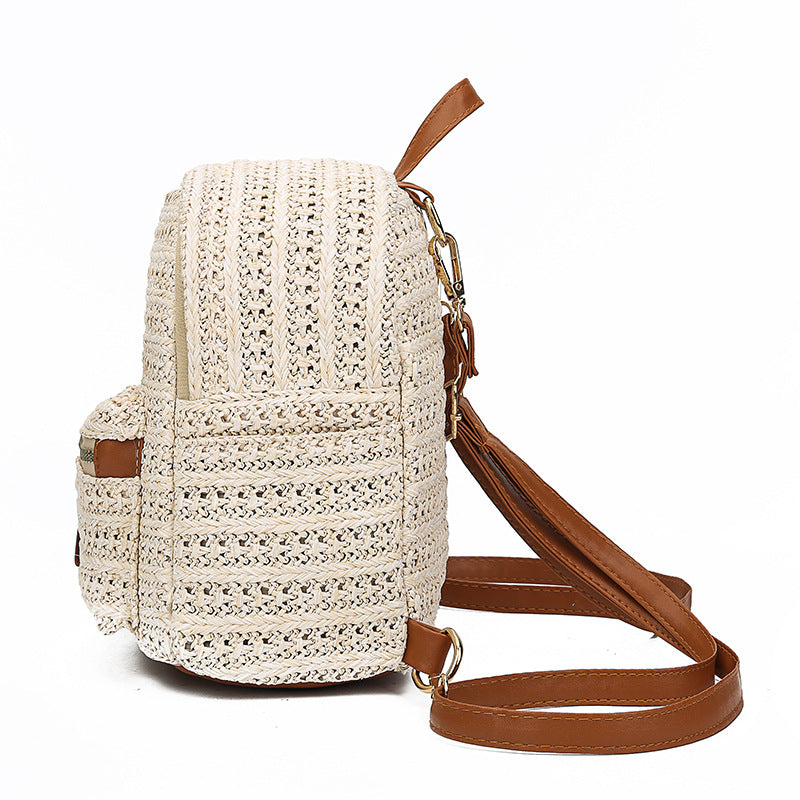 Straw backpack woven backpack