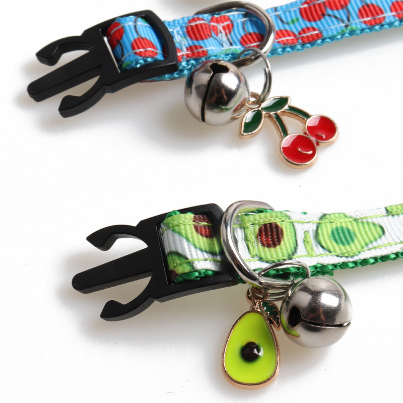 PET Fabric Belt Fruit Cat Collar Accessories Bell