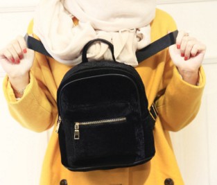 Gold velvet backpack