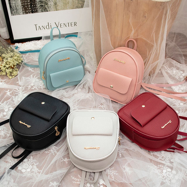 Fashion Women Shoulders Small Backpack Letter Purse Mobile Phone Simple Ladies Travel Bag Student School Backpacks