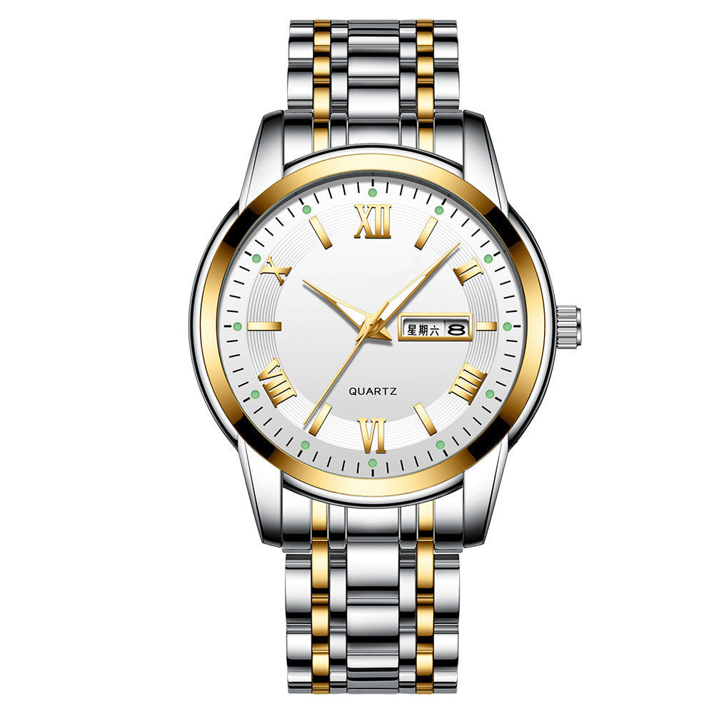 Men's Fashion Waterproof Calendar Week Luminous Quartz Watch