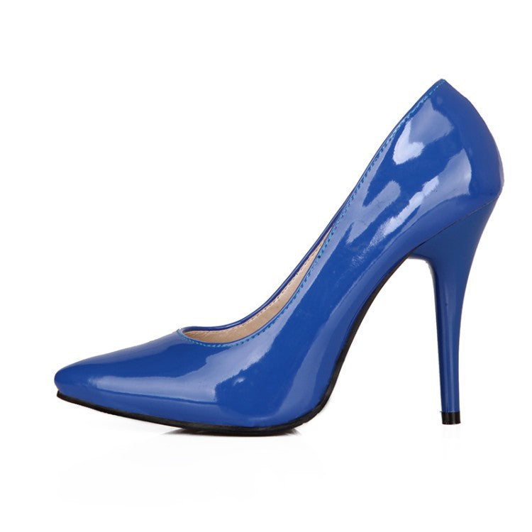 Women's patent leather high-heeled shoes