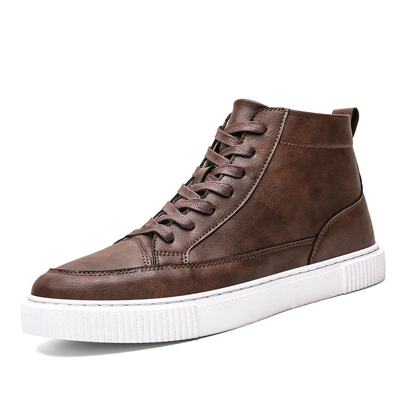 High-Top Sneakers Casual Leather Top Handmade Shoes Sneakers