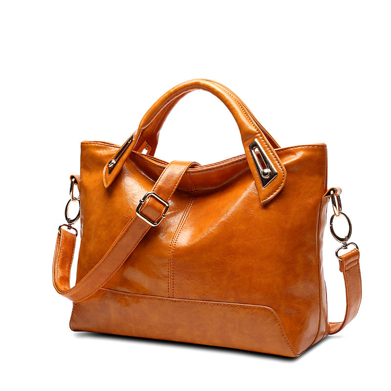 Simple leather shoulder bag