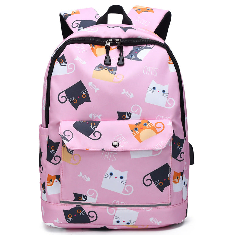 Backpack Female Backpack Computer Rechargeable Schoolbag