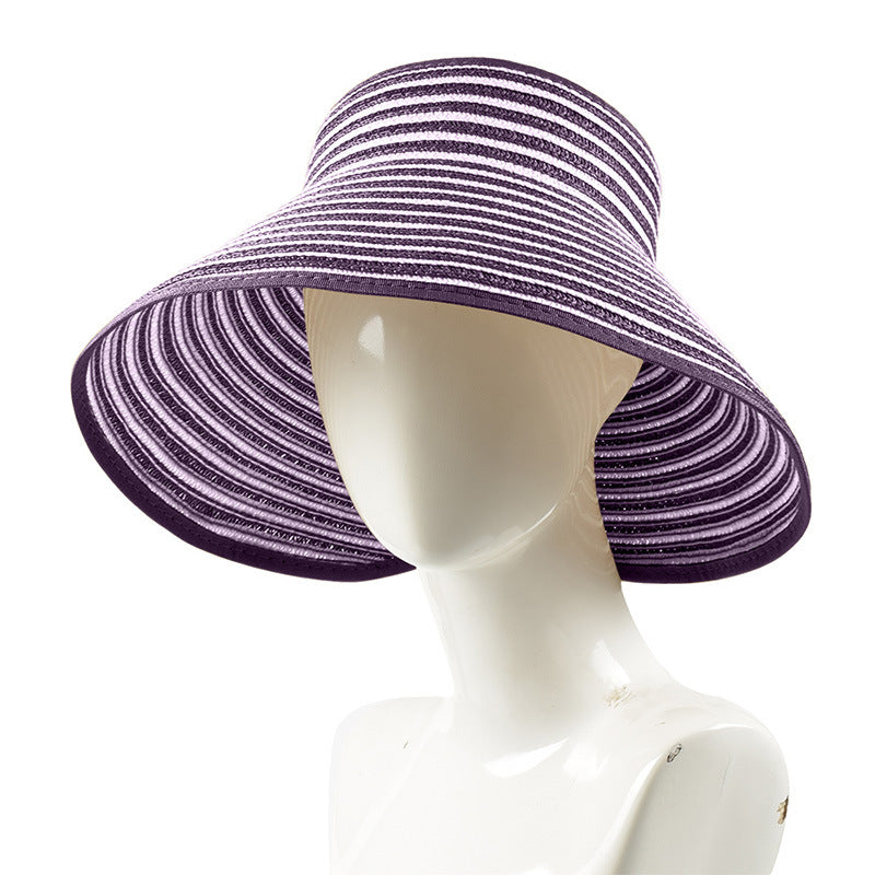 Sun-proof Beach Portable Outdoor Big Brim Foldable Visor Straw Hat