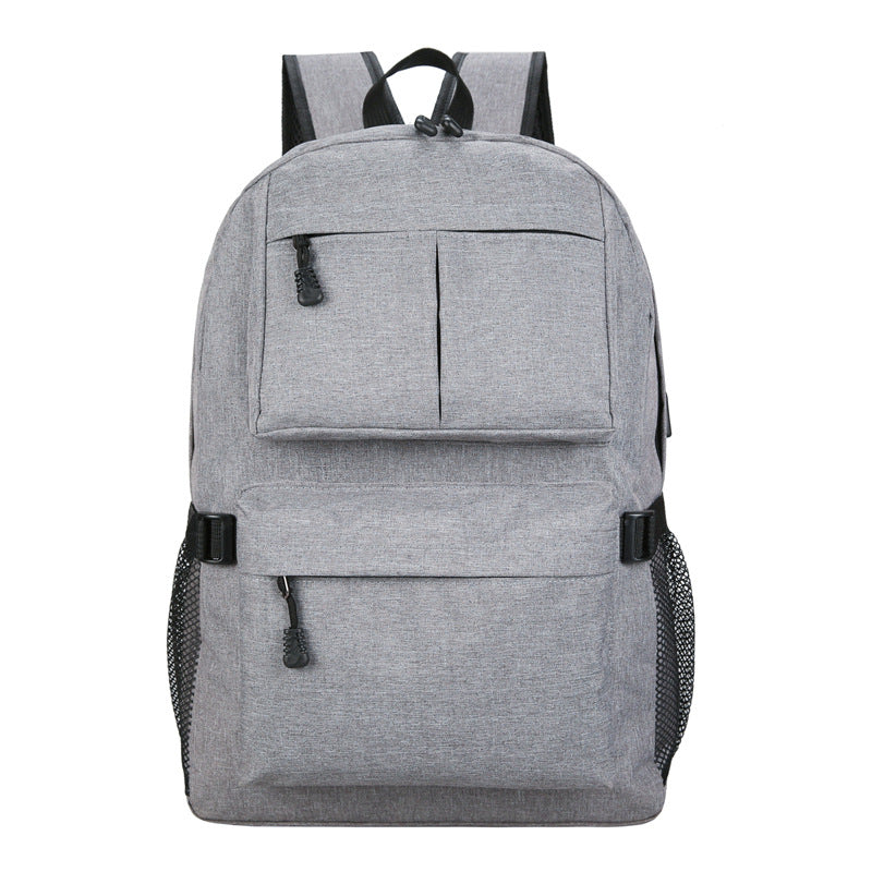 Leisure backpack, new fashion, USB charging, backpack lovers, large capacity solid color Backpack Bag