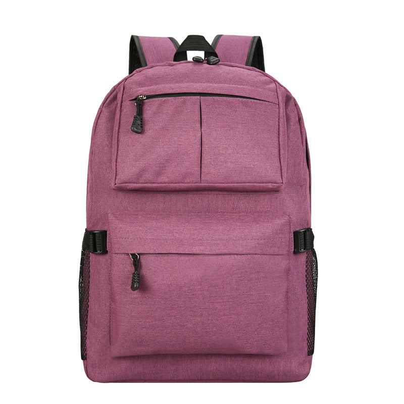 Leisure backpack, new fashion, USB charging, backpack lovers, large capacity solid color Backpack Bag