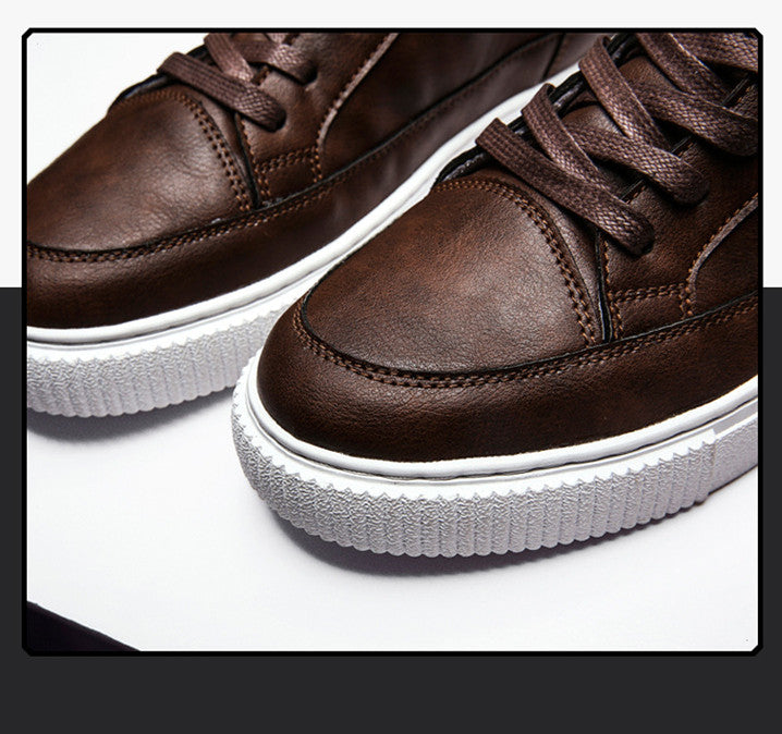 High-Top Sneakers Casual Leather Top Handmade Shoes Sneakers