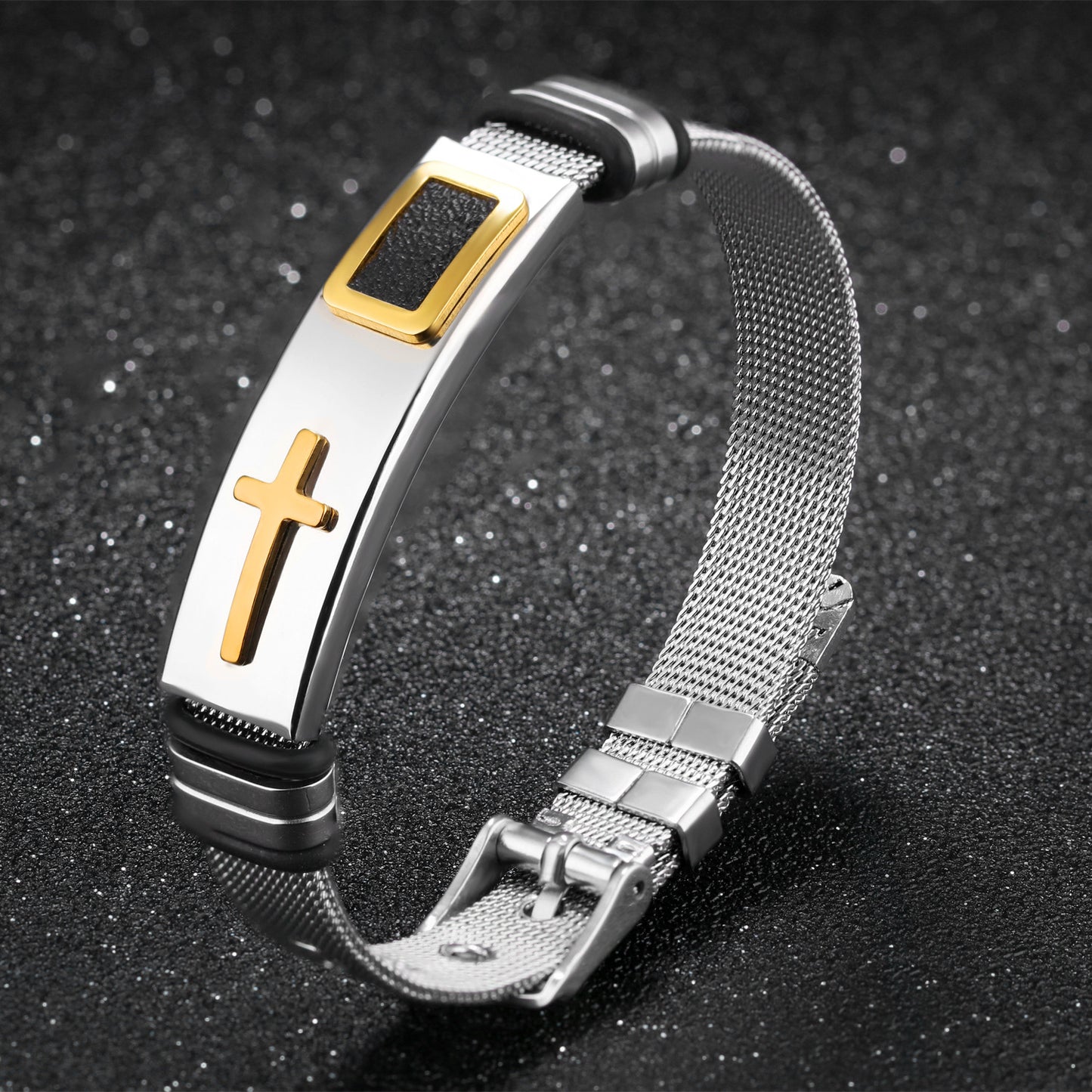 Steel mesh bracelet bracelet Bracelet gold cross titanium steel men's personality bracelet