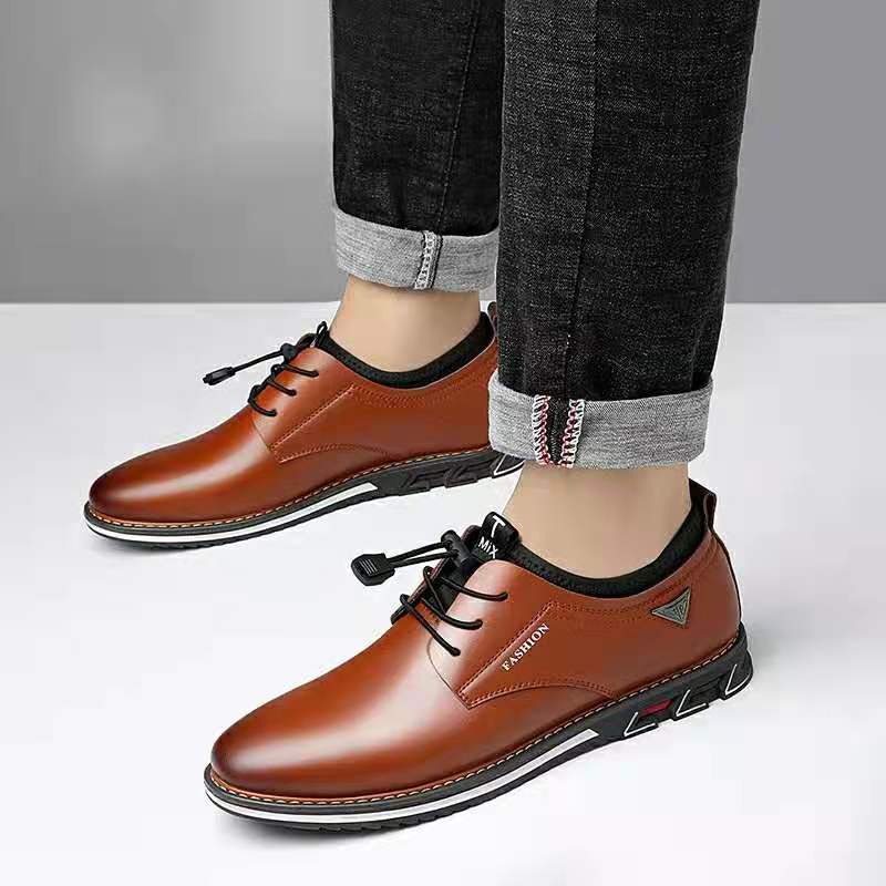 Leather shoes round toe trend shoes comfortable men's shoes