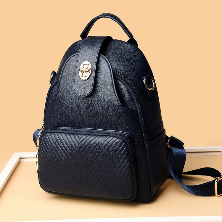 Stylish Multifunctional Backpack Women's Portable Pu Shoulder Backpack