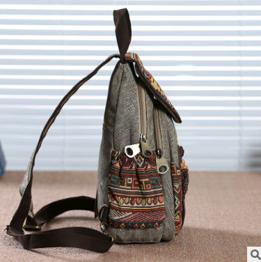 Women's bag shoulder bag canvas retro small backpack China wind small backpack travel backpack