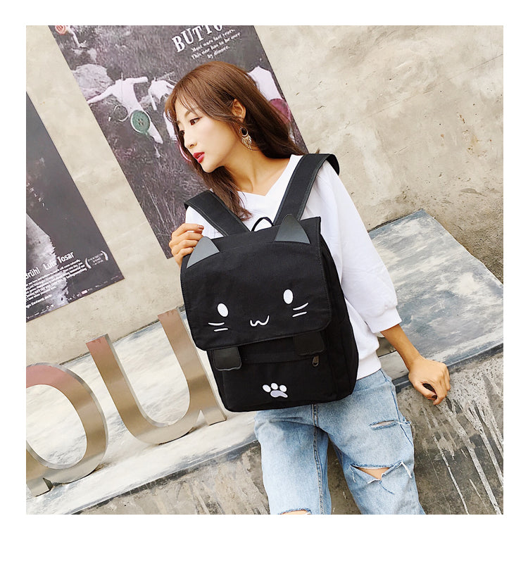 Cute Cat Canvas Backpack