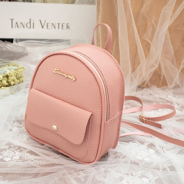 Fashion Women Shoulders Small Backpack Letter Purse Mobile Phone Simple Ladies Travel Bag Student School Backpacks