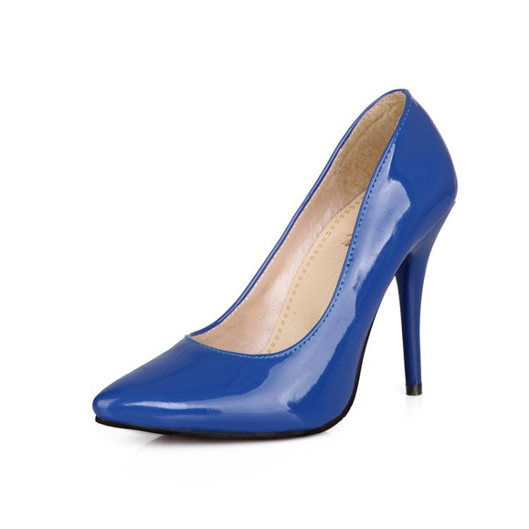 Women's patent leather high-heeled shoes