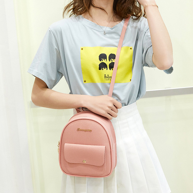 Fashion Women Shoulders Small Backpack Letter Purse Mobile Phone Simple Ladies Travel Bag Student School Backpacks