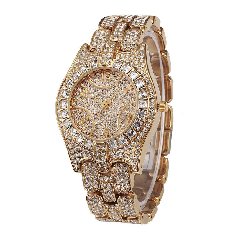 Men's Fashion Diamond Inlaid Waterproof Casual Quartz Watch