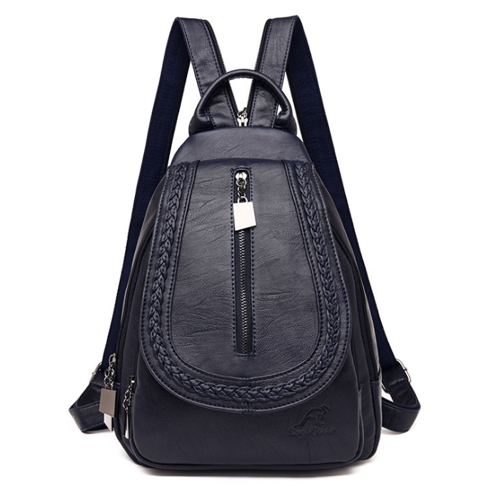 Soft leather woven backpack