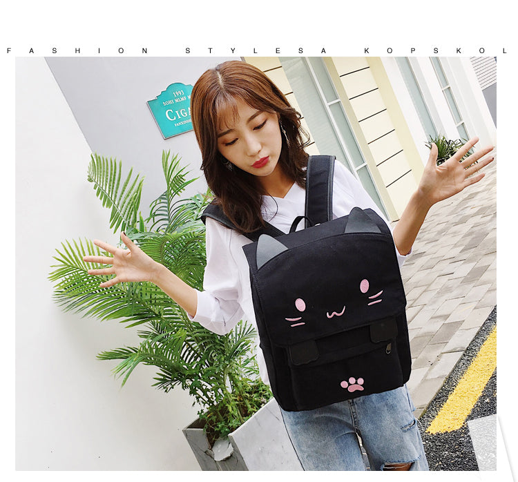 Cute Cat Canvas Backpack