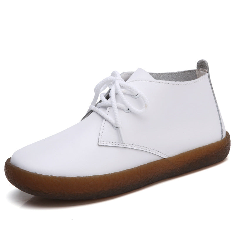 Small white shoes leather handmade stitching