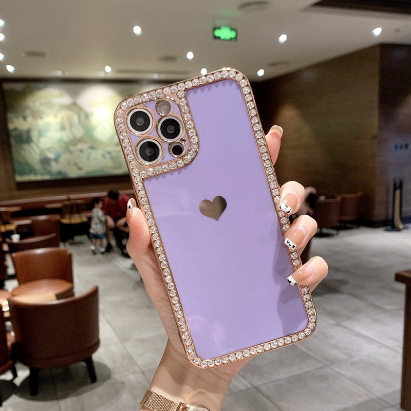 Phone Case Accessories Love Crystal Diamond Edge Electroplating Protective Cover