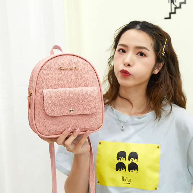 Fashion Women Shoulders Small Backpack Letter Purse Mobile Phone Simple Ladies Travel Bag Student School Backpacks